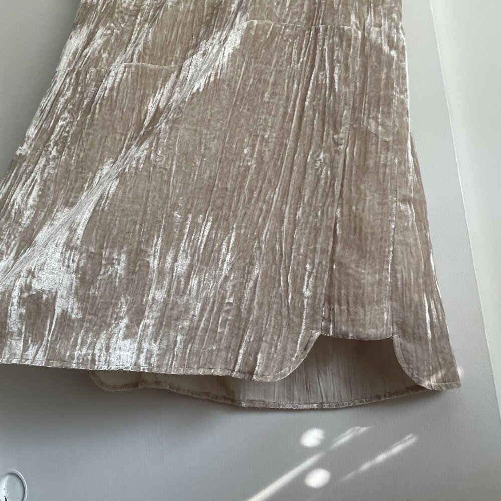 Anthropologie Floreat Champayne Crinkle Velvet Shift Tunic Dress Size M Pockets - Picture 9 of 14